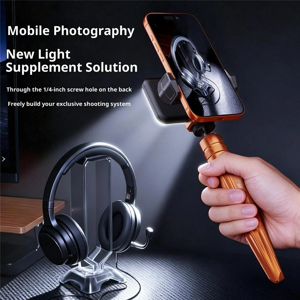 E10 Aluminum Alloy Tripod for Smartphones Action Cameras Desktop Stand Handheld Selfie Stick - Orange - 2
