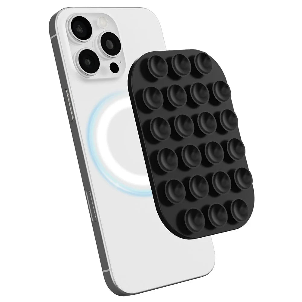 Magnetic Phone Stand Silicone Removable Suction Cup Phone Back Holder - Black - 1
