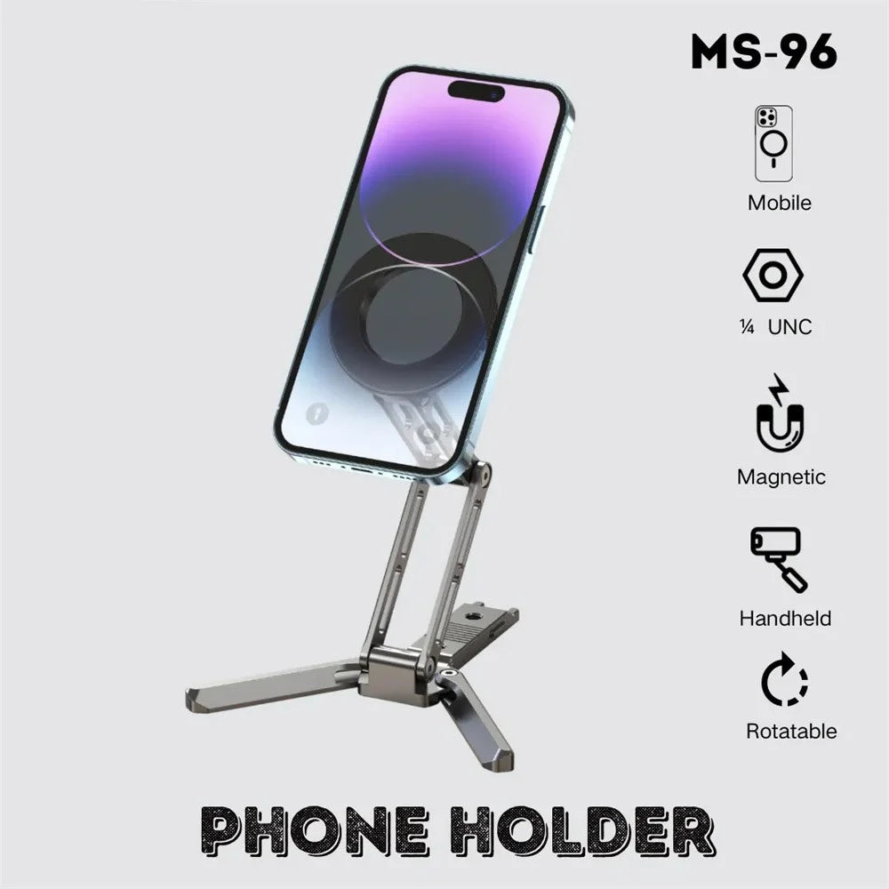 JMARY MS-96 Aluminum Alloy Magnetic Phone Stand Foldable 360° Rotation Desktop Holder for iPhone 12-17 Series - 2