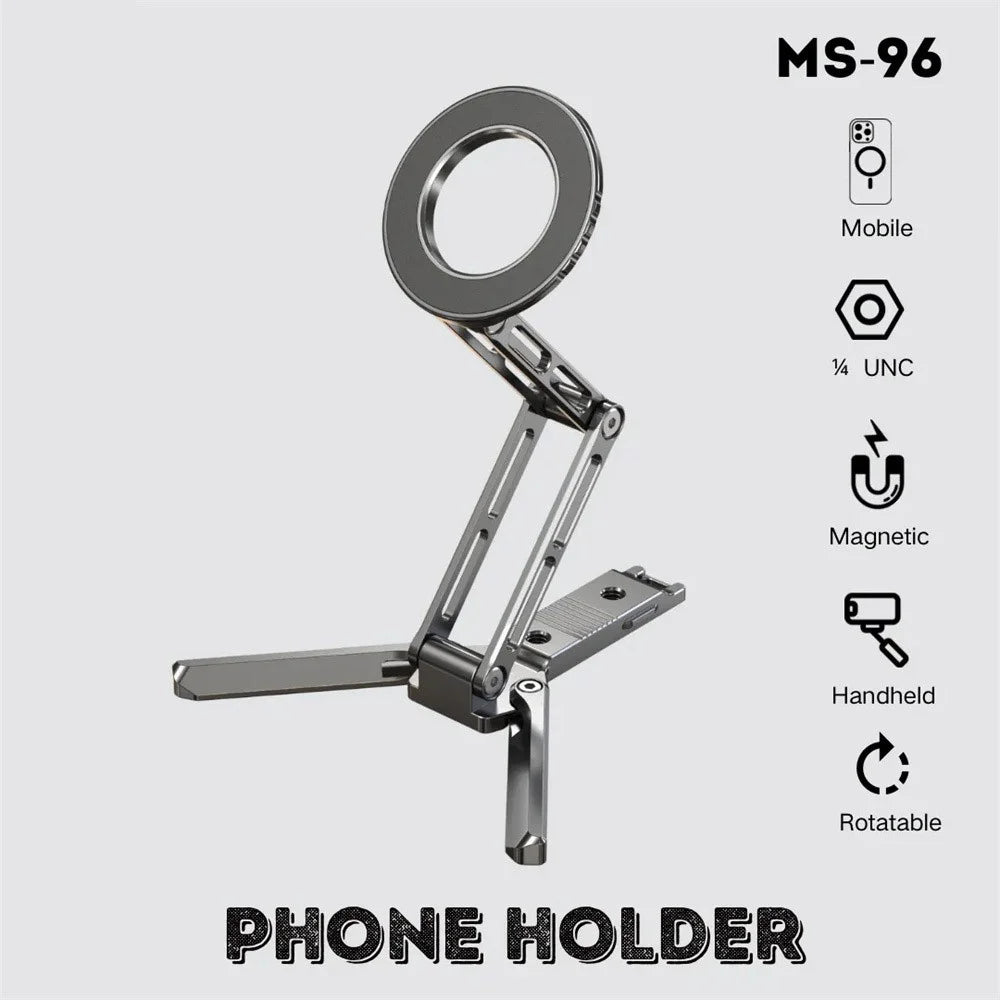 JMARY MS-96 Aluminum Alloy Magnetic Phone Stand Foldable 360° Rotation Desktop Holder for iPhone 12-17 Series - 3