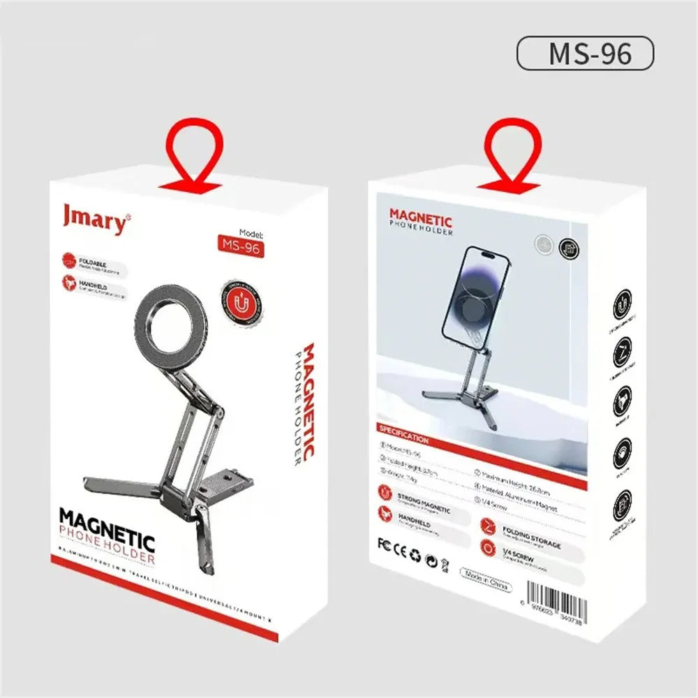 JMARY MS-96 Aluminum Alloy Magnetic Phone Stand Foldable 360° Rotation Desktop Holder for iPhone 12-17 Series - 4