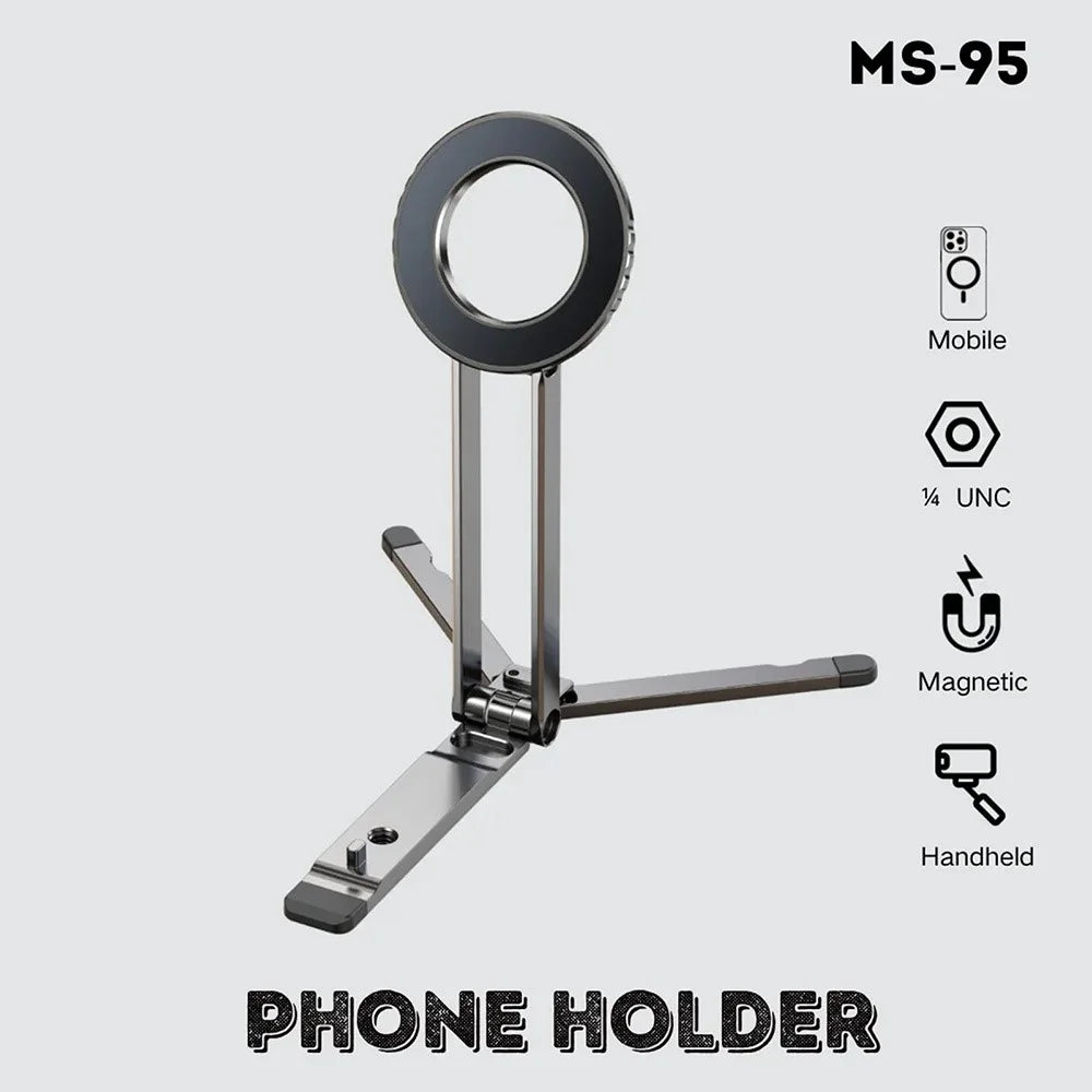 JMARY MS-95 Foldable 180° Rotation Magnetic Phone Stand Portable Desktop Phone Tripod for iPhone 12-17 Series - 2