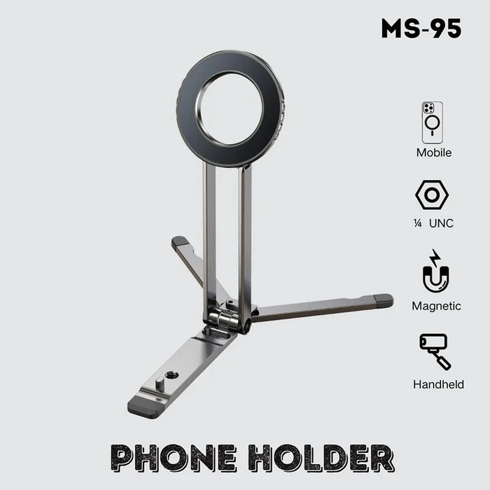 JMARY MS-95 Foldable 180° Rotation Magnetic Phone Stand Portable Desktop Phone Tripod for iPhone 12-17 Series - 2