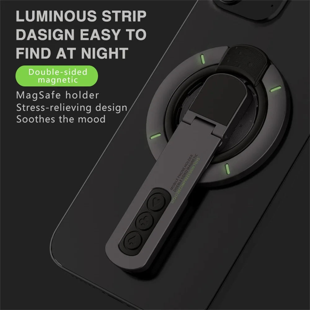 Dual Sided Magnetic Phone Kickstand 360 Degree Rotation Desktop Holder Stress Relief Zinc Alloy Phone Back Stand - White - 7