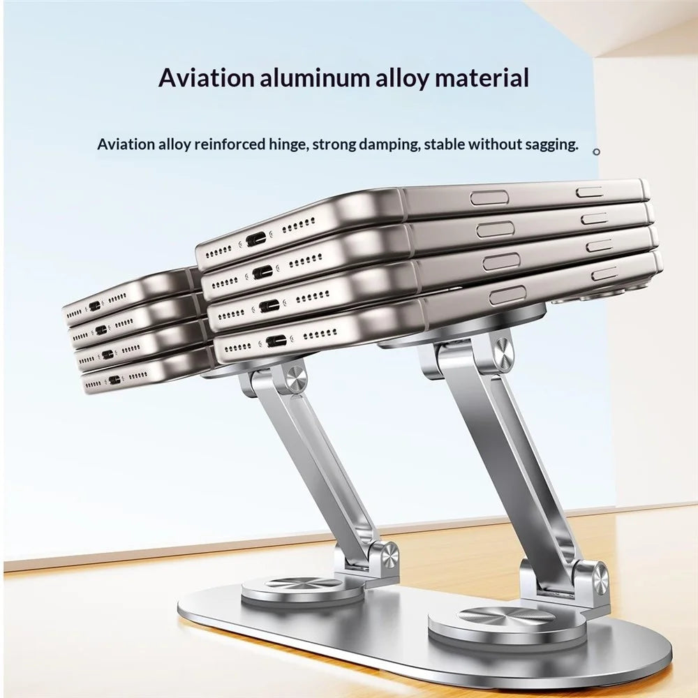 CX-3 Dual Head Magnetic Phone Stand 360-Degree Rotatable Aluminum Alloy Holder Adjustable Angle for Live Streaming - Silver - 6