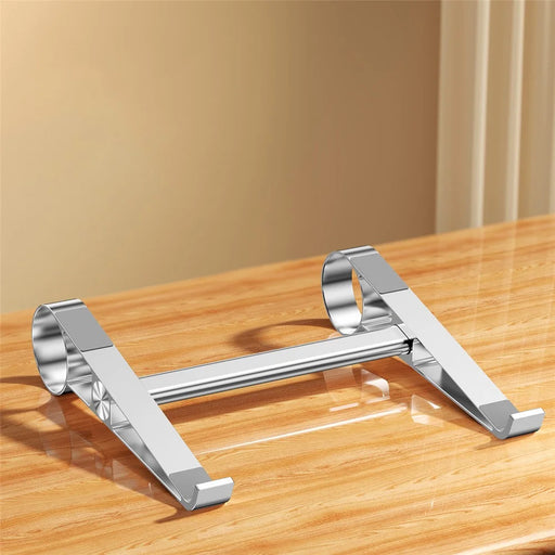 0022 Portable Aluminum Laptop Stand Desktop Riser Cooling Pad Foldable Storage Ergonomic Design for Home / Office - Silver - 2
