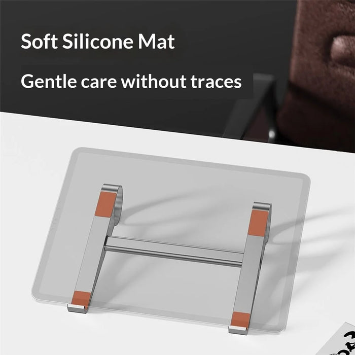 0022 Portable Aluminum Laptop Stand Desktop Riser Cooling Pad Foldable Storage Ergonomic Design for Home / Office - Silver - 6