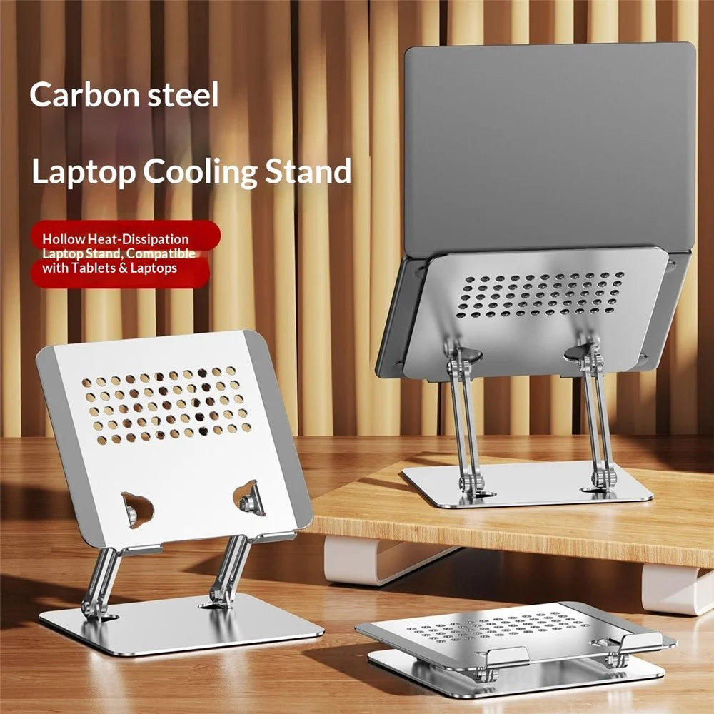 0031 Adjustable Height Angle Laptop Stand Desktop Cooling Metal Support for Notebook / Tablet, Basic Model - White - 3