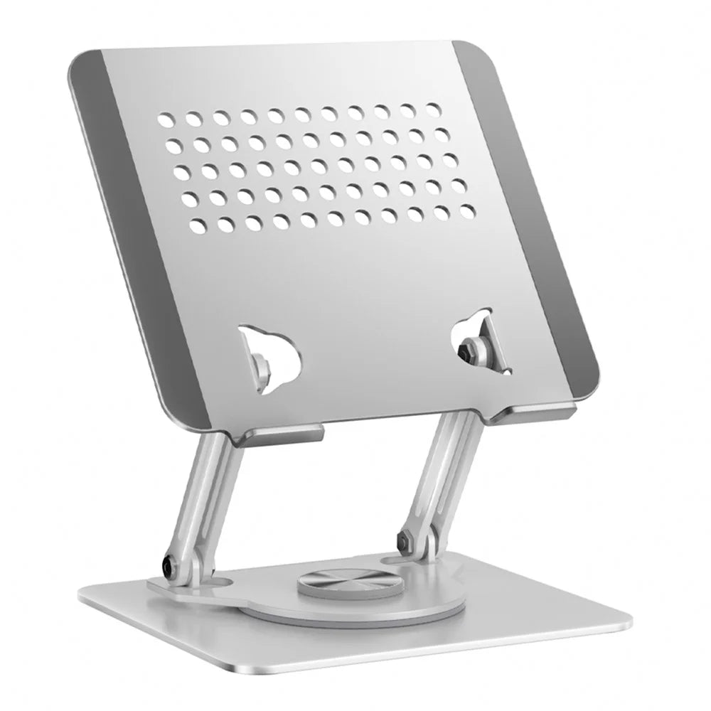 0031 Rotating Laptop Stand Adjustable Height Angle Metal Desk Cooling Rack for Notebook / Tablet - White - 1
