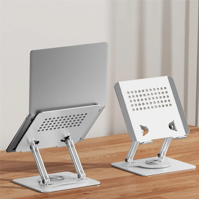 0031 Rotating Laptop Stand Adjustable Height Angle Metal Desk Cooling Rack for Notebook / Tablet - White - 2