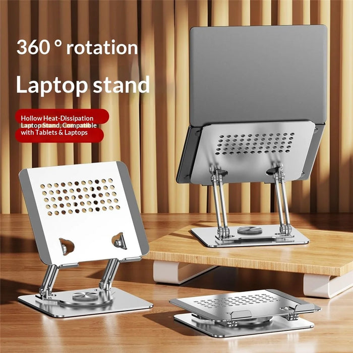0031 Rotating Laptop Stand Adjustable Height Angle Metal Desk Cooling Rack for Notebook / Tablet - White - 3