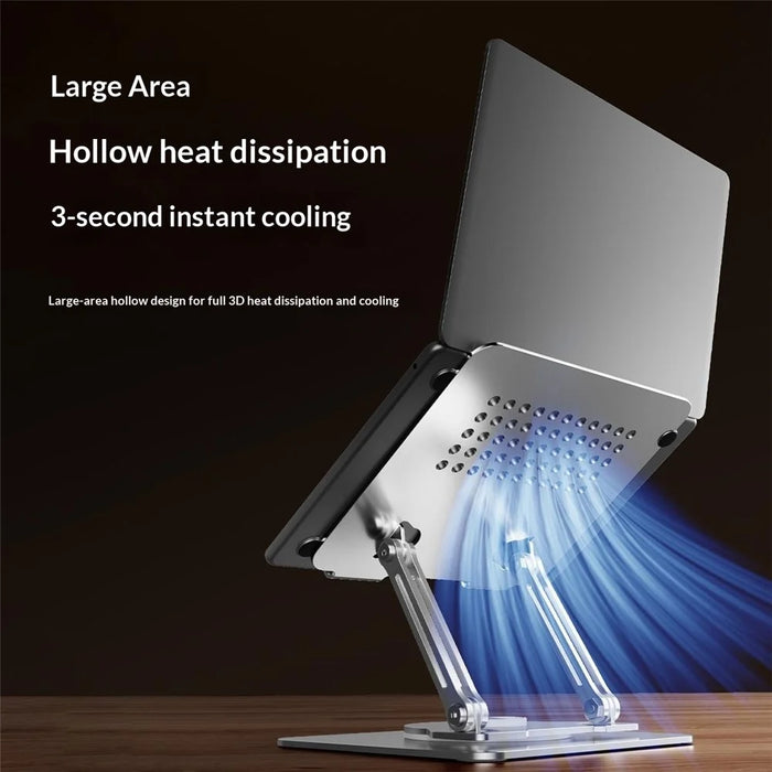 0031 Rotating Laptop Stand Adjustable Height Angle Metal Desk Cooling Rack for Notebook / Tablet - White - 5