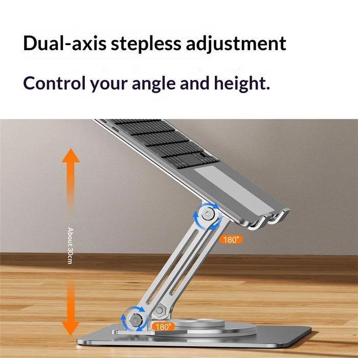 0031 Rotating Laptop Stand Adjustable Height Angle Metal Desk Cooling Rack for Notebook / Tablet - White - 7