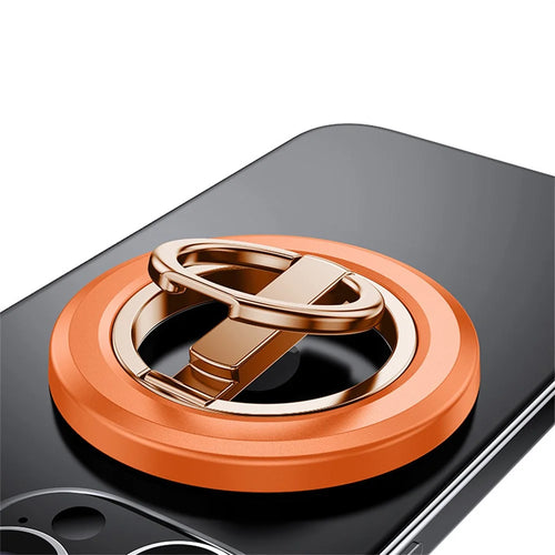 Magnetic Phone Ring Stand Foldable Strong Magnet Holder 360° Rotation Phone Desktop Stand - Orange - 1