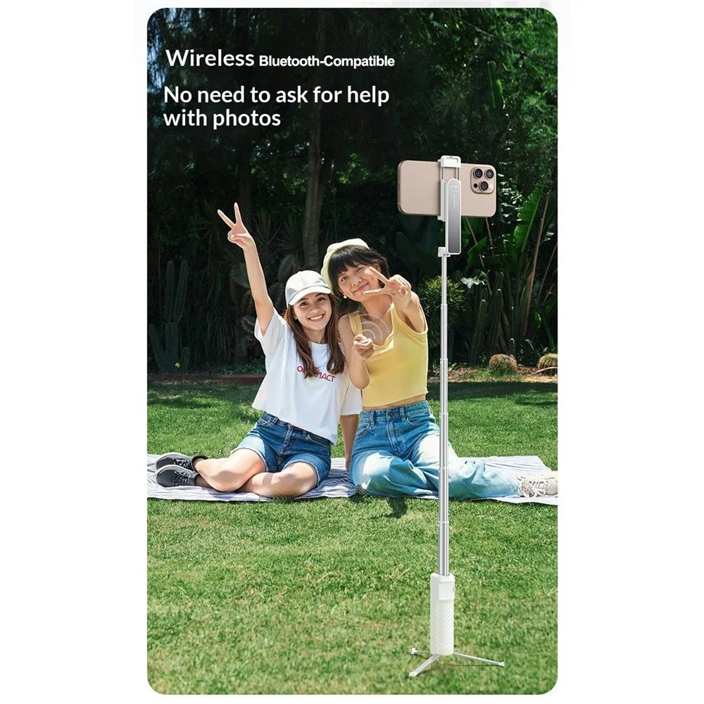 I10 Ultra Mini Portable Bluetooth-Compatible Selfie Stick 360° Rotation Anti-Shake Telescopic Phone Tripod For Travel Photography - White - 3