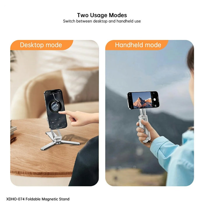 XUNDD XDHO-074 Multi Angle Adjustable Desktop Magnetic Phone Stand Foldable Aluminum Alloy Holder - Silver - 5
