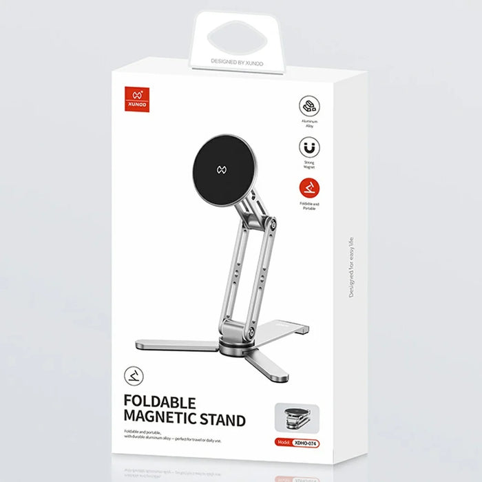 XUNDD XDHO-074 Multi Angle Adjustable Desktop Magnetic Phone Stand Foldable Aluminum Alloy Holder - Silver - 7