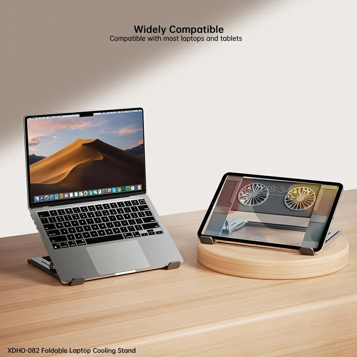 XUNDD XDHO-082 Laptop Cooling Stand with Dual Fans RGB Lighting Foldable Notebook Bracket - Grey - 6