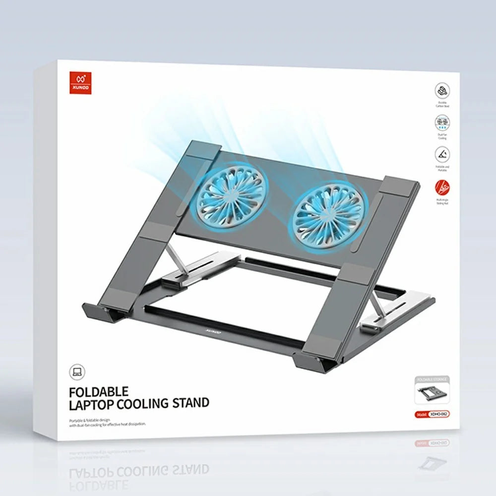 XUNDD XDHO-082 Laptop Cooling Stand with Dual Fans RGB Lighting Foldable Notebook Bracket - Grey - 7