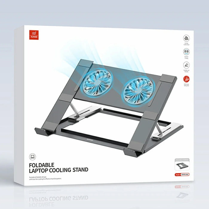 XUNDD XDHO-082 Laptop Cooling Stand with Dual Fans RGB Lighting Foldable Notebook Bracket - Grey - 7