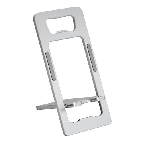 2 in 1 Aluminum Alloy Foldable Phone Stand Bottle Opener Portable Desktop Cellphone Support - Silver - 1