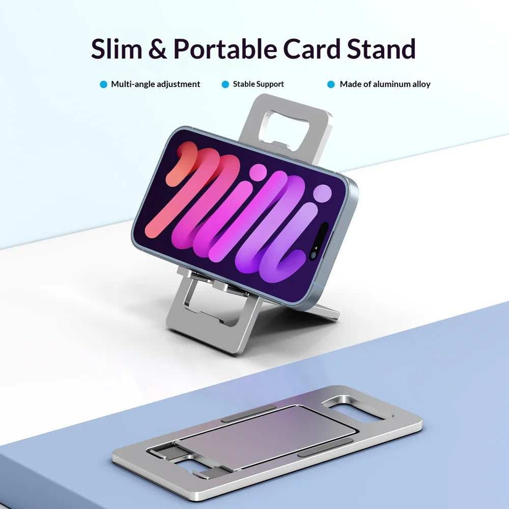 2 in 1 Aluminum Alloy Foldable Phone Stand Bottle Opener Portable Desktop Cellphone Support - Silver - 3