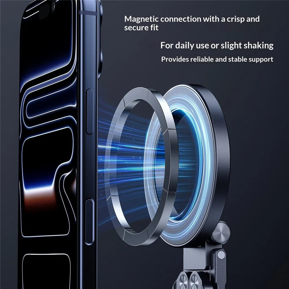E12 Aluminum Alloy Portable Stand Magnetic Phone Holder Foldable Tablet Stand for Travel  /  Office  /  Self-Portrait - Grey - 6