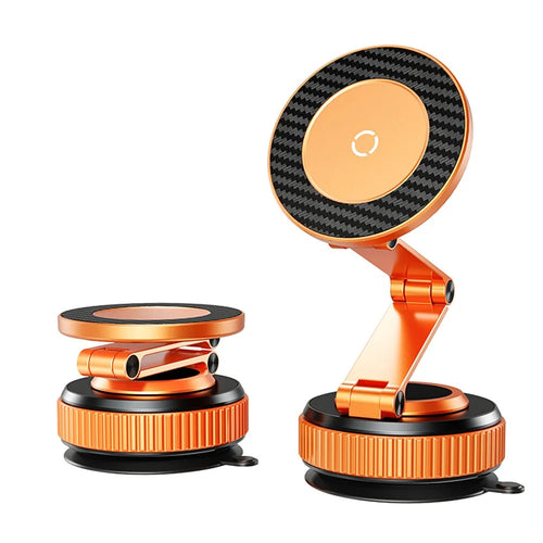 X69ZS Magnetic Car Phone Mount Vacuum Suction Cup Holder for Car Dashboard  /  Windshield 360 Rotation - Orange - 1