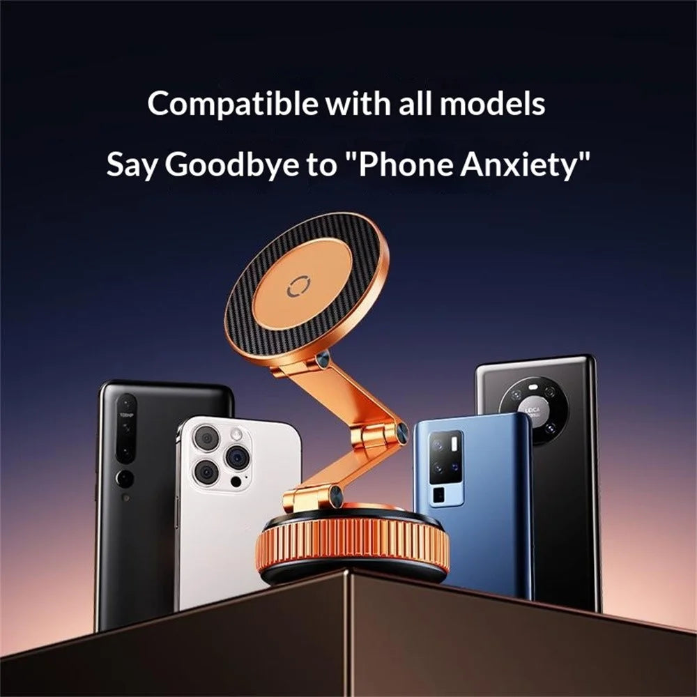 X69ZS Magnetic Car Phone Mount Vacuum Suction Cup Holder for Car Dashboard  /  Windshield 360 Rotation - Orange - 3