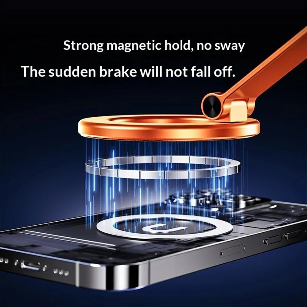 X69ZS Magnetic Car Phone Mount Vacuum Suction Cup Holder for Car Dashboard  /  Windshield 360 Rotation - Orange - 6