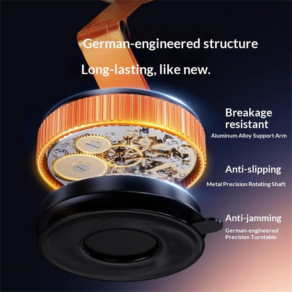 X69ZS Magnetic Car Phone Mount Vacuum Suction Cup Holder for Car Dashboard  /  Windshield 360 Rotation - Orange - 7