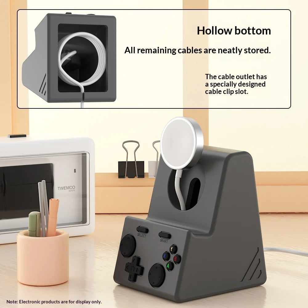 For Apple Watch Charging Stand Game Console Design Anti Slip Silicone Charger Dock - Dark Gray - 4
