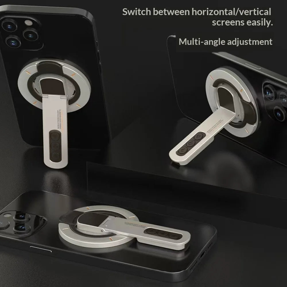 Dual Sided Magnetic Phone Stand Glow In The Dark 360 Degree Rotating Silicone Ring Holder - White - 2