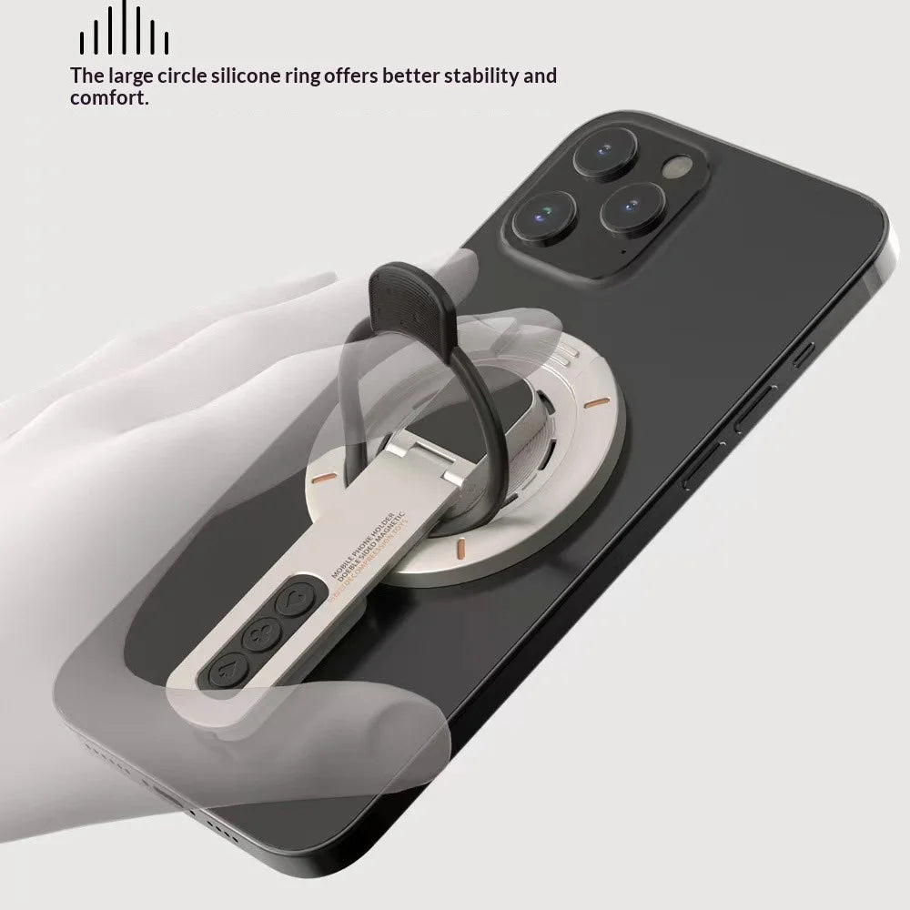 Dual Sided Magnetic Phone Stand Glow In The Dark 360 Degree Rotating Silicone Ring Holder - White - 6