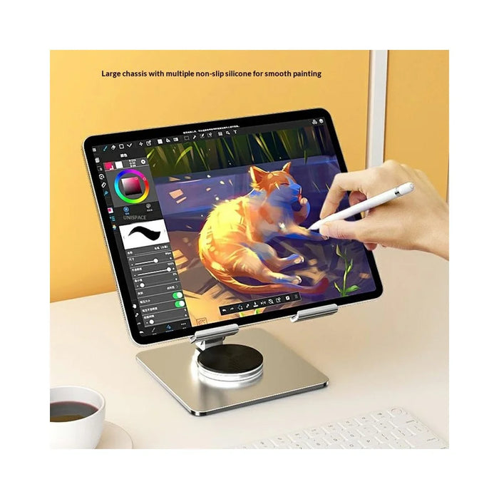 MT1342 360° Rotating Carbon Steel Desktop Foldable Phone Tablet Stand Dual Axis Adjustable Anti Slip Holder - Silver - 3