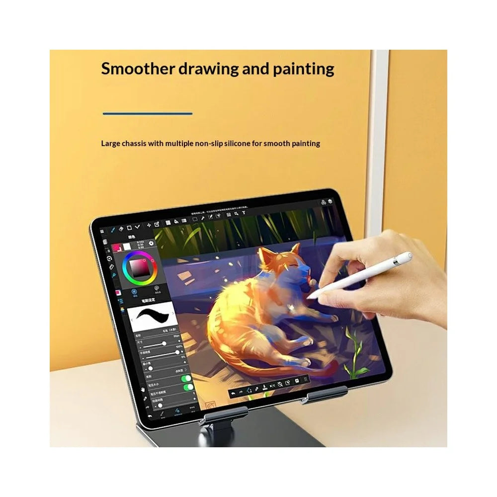 MT1341 Carbon Steel Desktop Foldable Phone Tablet Stand Adjustable Height Anti Slip Stable Holder - Silver - 3