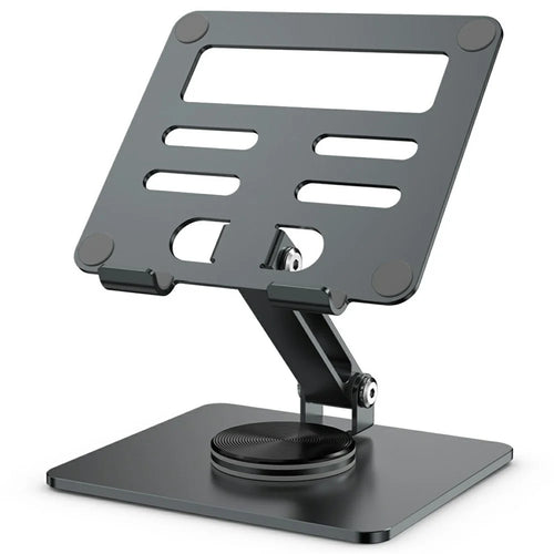 MT1312 360 Degree Rotating Carbon Steel Desktop Foldable Tablet Stand Dual Axis Adjustable Phone Holder - Grey - 1