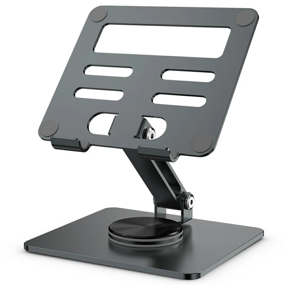MT1312 360 Degree Rotating Carbon Steel Desktop Foldable Tablet Stand Dual Axis Adjustable Phone Holder - Grey - 1