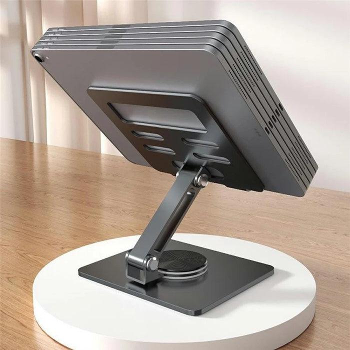 MT1312 360 Degree Rotating Carbon Steel Desktop Foldable Tablet Stand Dual Axis Adjustable Phone Holder - Grey - 3