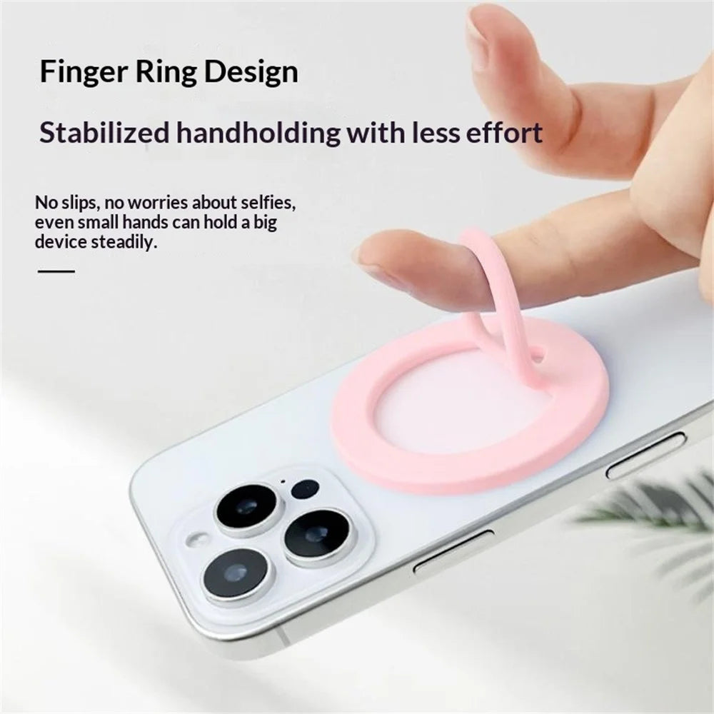 Liquid Silicone Magnetic Phone Ring Holder Anti Drop Phone Finger Grip - Black - 4