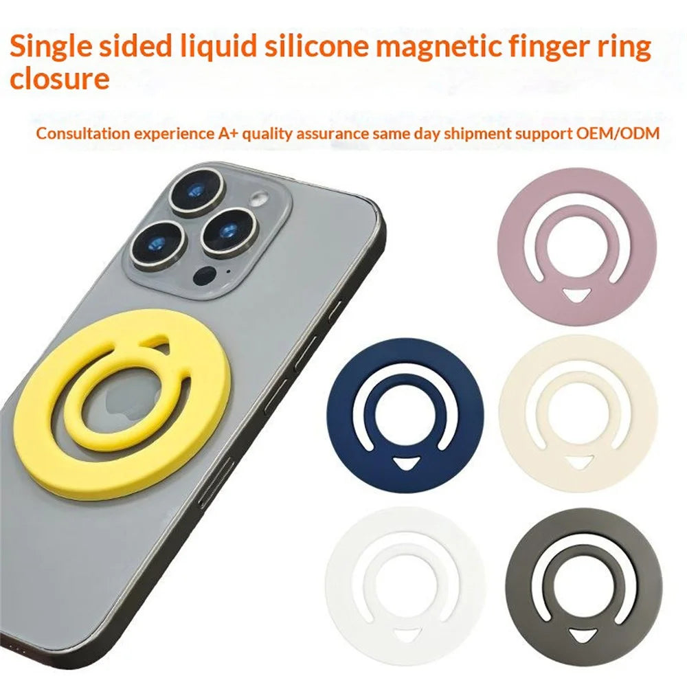Liquid Silicone Magnetic Phone Ring Holder Anti Drop Phone Finger Grip - Black - 7