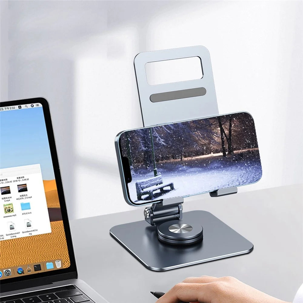 R-JUST HZ24 Universal Desktop Mobile Phone Tablet Holder Bracket Rotatable Aluminum Alloy Stand - Dark Grey - 4