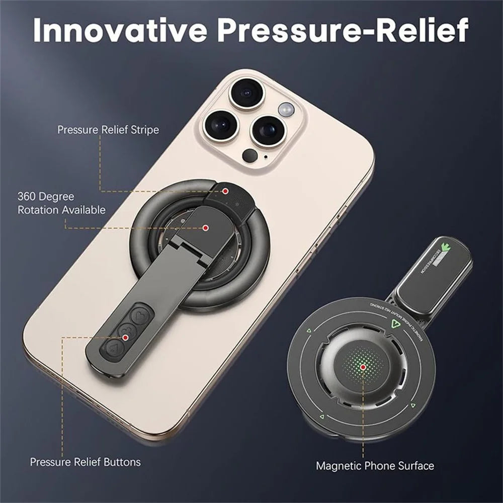 Magnetic Finger Ring Holder Kickstand 360 Degree Rotating Phone Grip Stand - Black - 2
