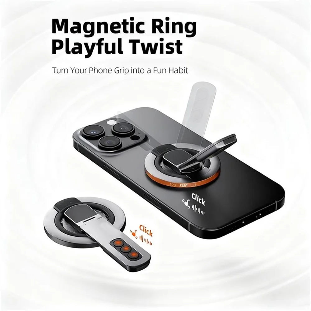 Magnetic Finger Ring Holder Kickstand 360 Degree Rotating Phone Grip Stand - Black - 7