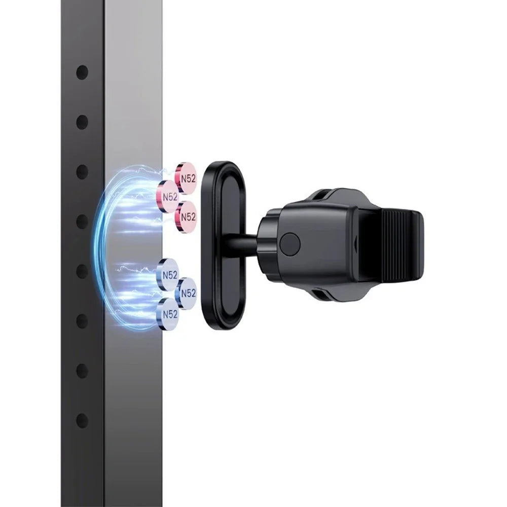 146C Universal Magnetic Phone Holder 360 Degree Rotating Cellphone Stand for Gym / Car / Refrigerator - Black - 2