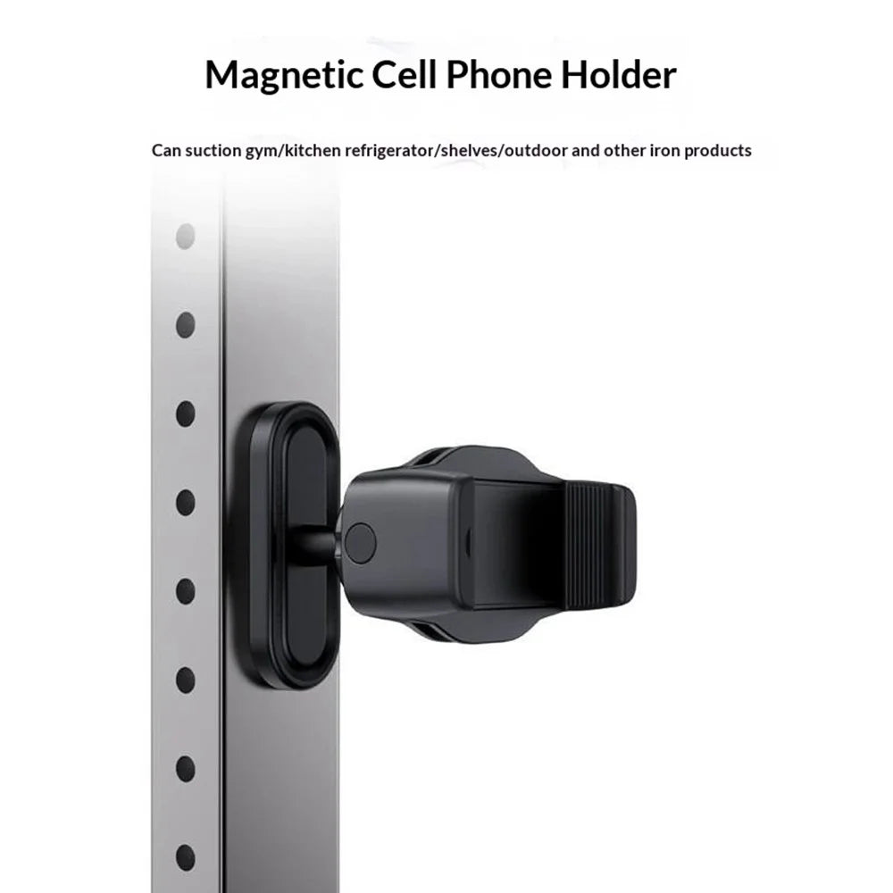 146C Universal Magnetic Phone Holder 360 Degree Rotating Cellphone Stand for Gym / Car / Refrigerator - Black - 3