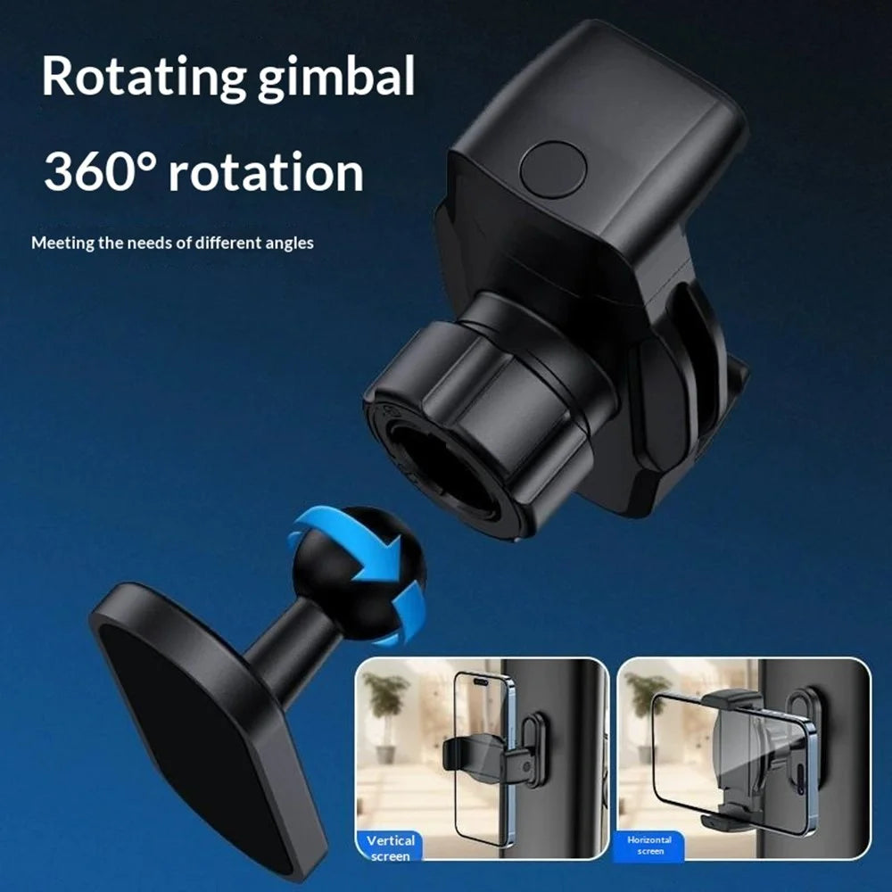 146C Universal Magnetic Phone Holder 360 Degree Rotating Cellphone Stand for Gym / Car / Refrigerator - Black - 5