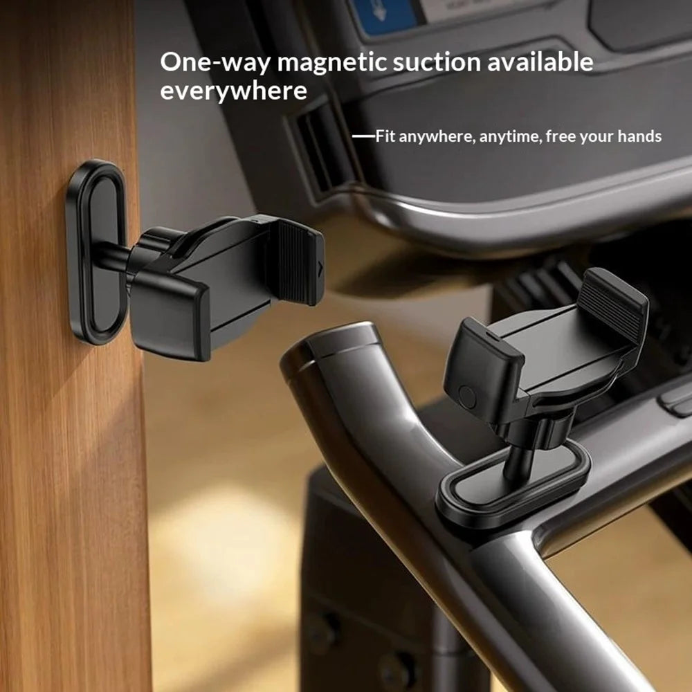 146C Universal Magnetic Phone Holder 360 Degree Rotating Cellphone Stand for Gym / Car / Refrigerator - Black - 7