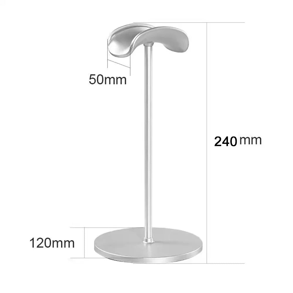 Metal Headphone Stand Aluminum Alloy Desktop Holder Anti-slip Gaming Headset Organizer Rack - Silver - 2