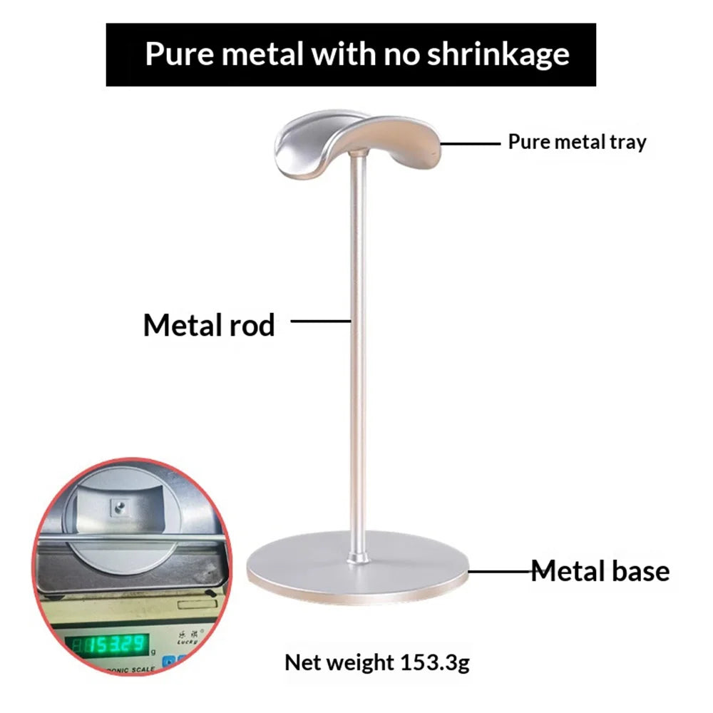 Metal Headphone Stand Aluminum Alloy Desktop Holder Anti-slip Gaming Headset Organizer Rack - Silver - 4